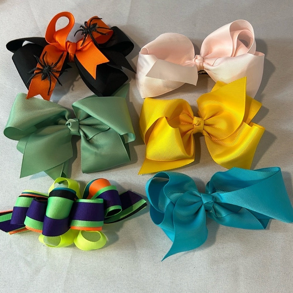 6 Girls Hair Bows Hairbow Set